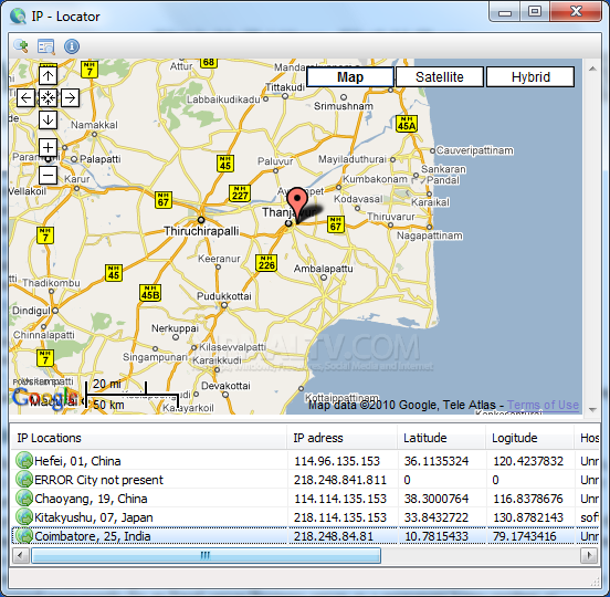 View any IP Address Location with IP Locator