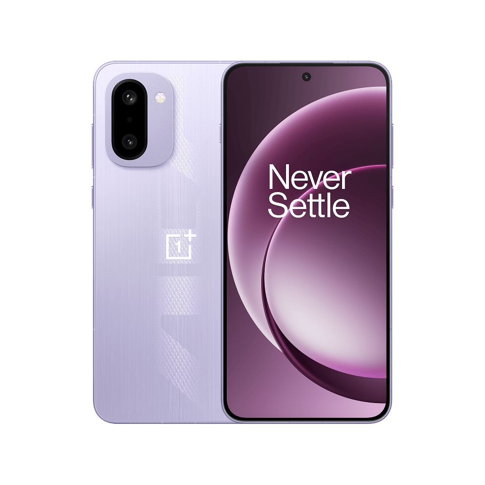 OnePlus 15R front and back in Electric Violet