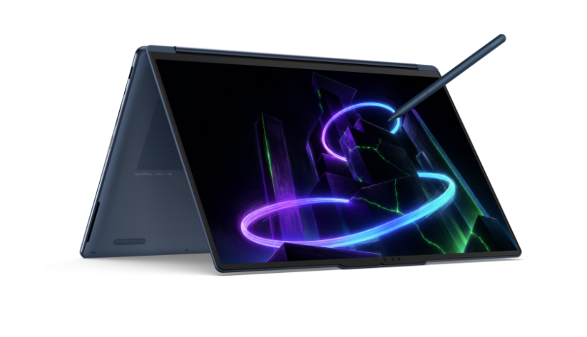 Lenovo Yoga 9n 2-in-1 in tent mode with pen