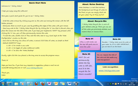 desktop sticky notes windows 7