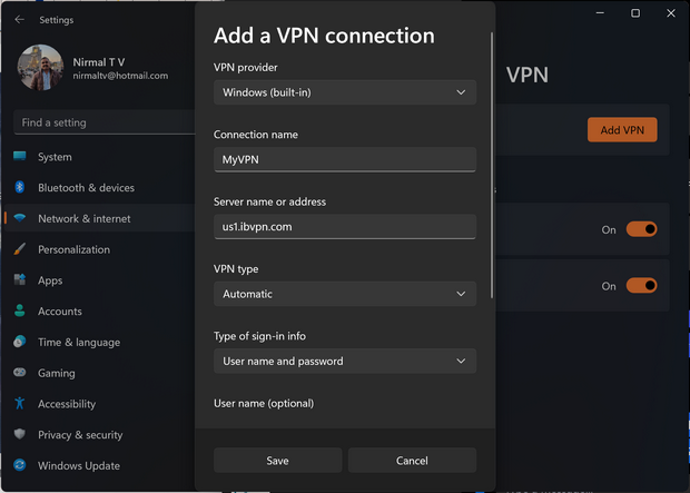 Create a VPN Connection in Windows 11