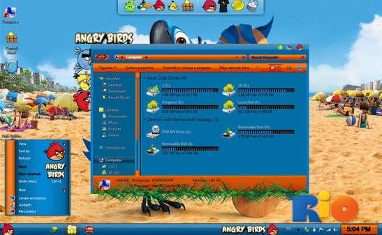 Angry birds theme for Windows 7