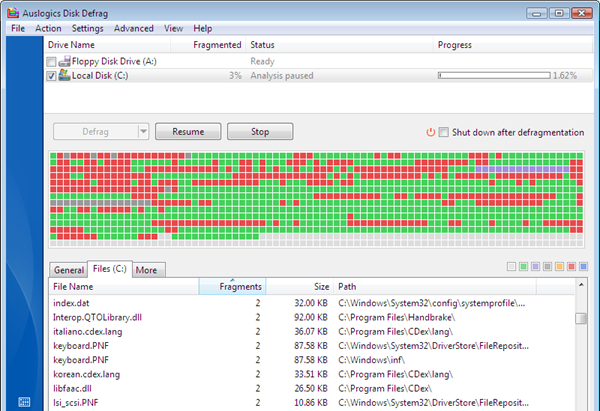 Auslogics Disk Defrag Free