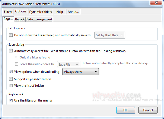 Automatic save folder options