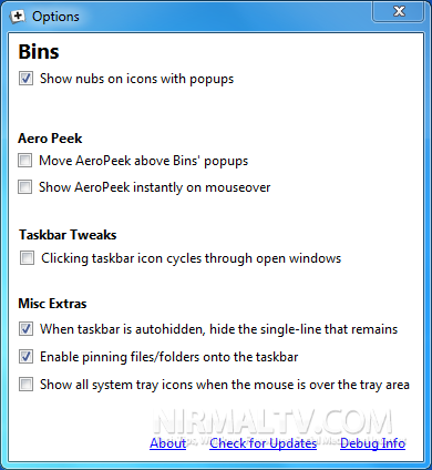 Bins Option