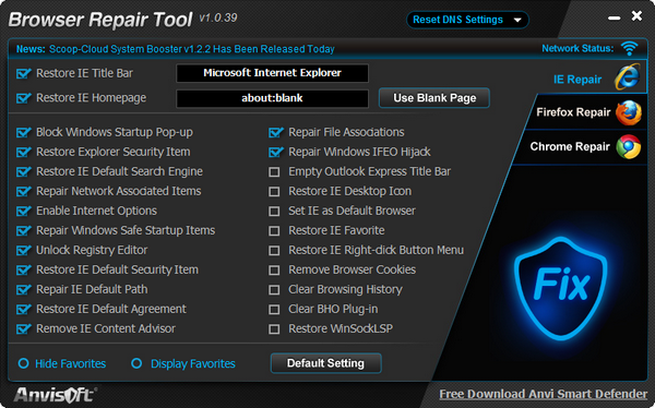 Browser repair tool