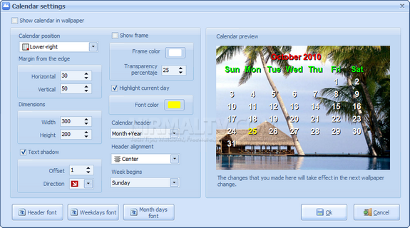 Calendar Settings