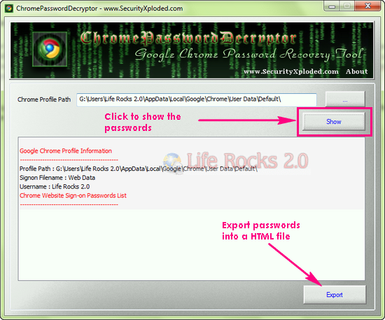 Chrome Password Export