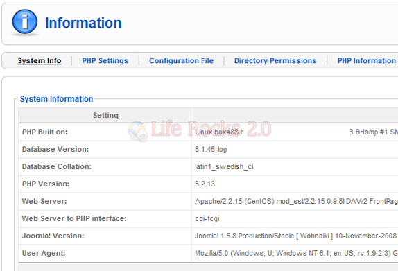 Config settings Joomla