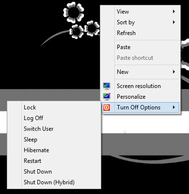 Context menu shutdown