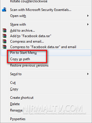 Context menu