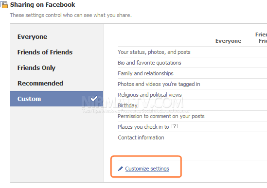 Customize Settings