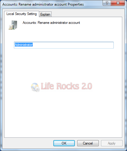 Default admin account