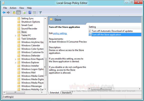Disable Store Windows 8