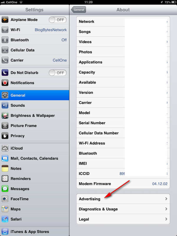 Disable ad tracking