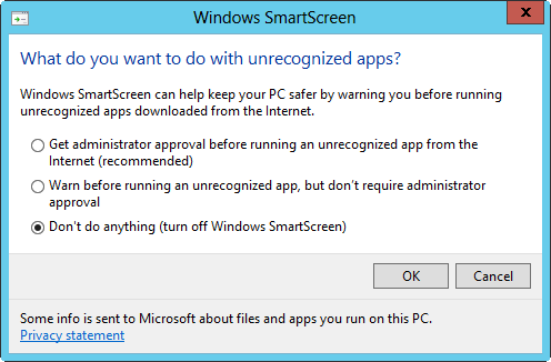 Disable smart screen