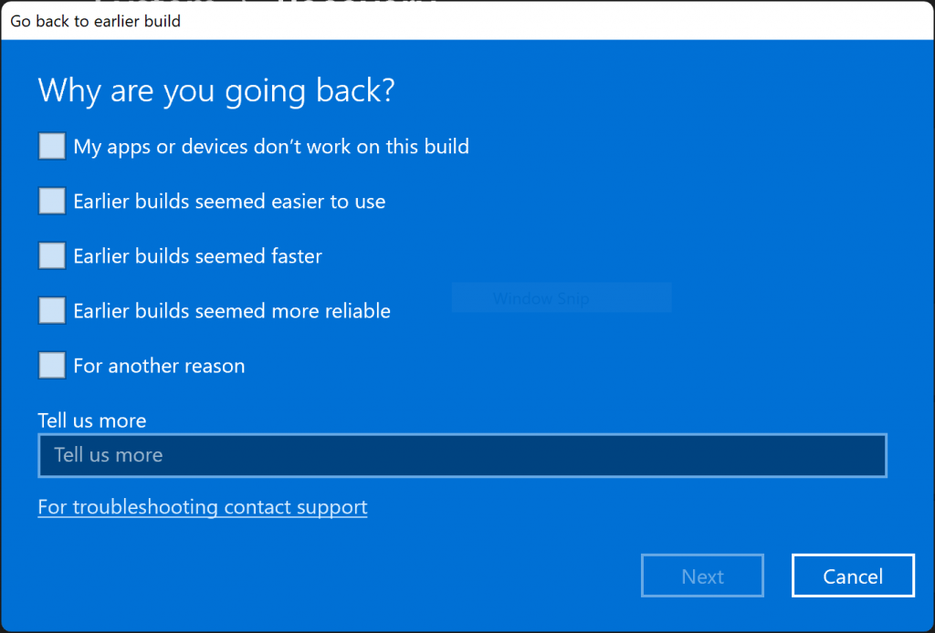 Downgrade to Windows 10 from Windows 11