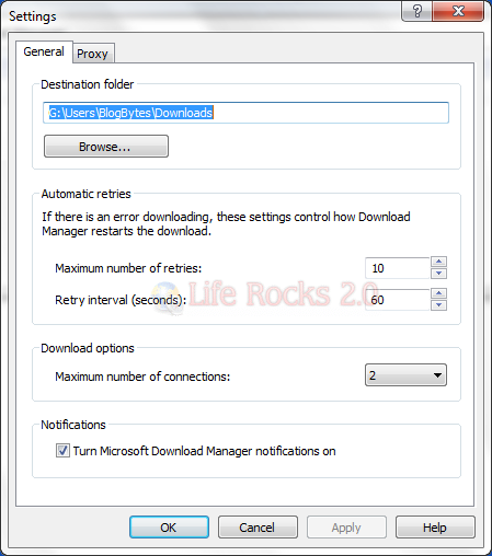 Download Manager settings