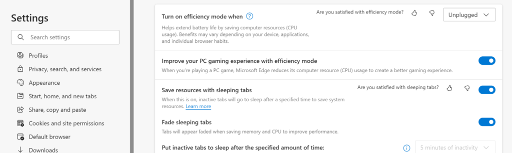 Use Efficiency Mode in Microsoft Edge