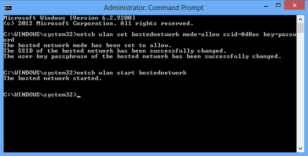 Enable hosted network