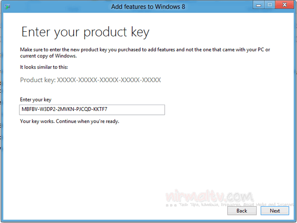 Enter product key