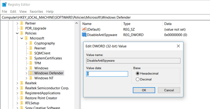 Error 577 Windows Defender