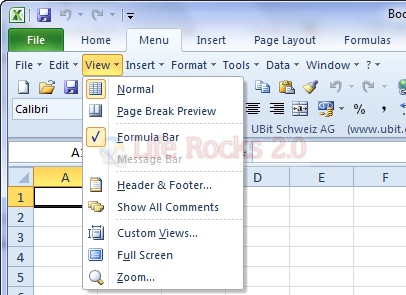 Excel classic menu