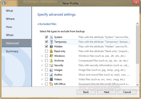 Exclude files