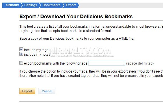 Export Bookmarks