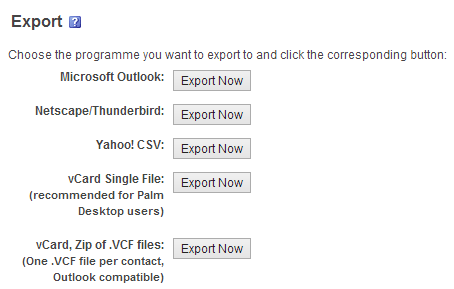 Export options