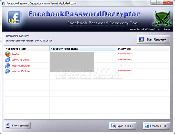 Facebook Password Recovery