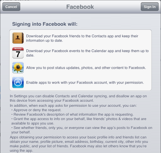 Facebook for iOS6