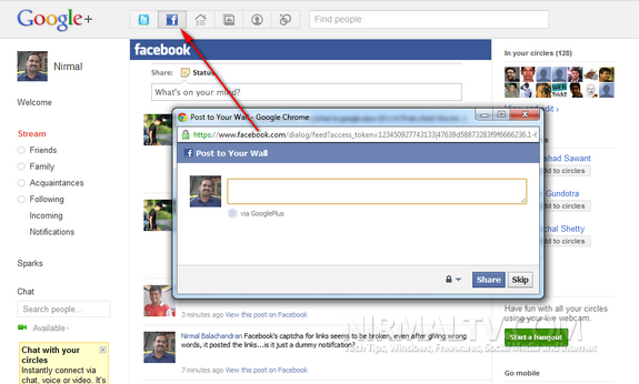 Facebook inside Google 