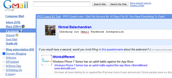 Facebook Gmail Integration