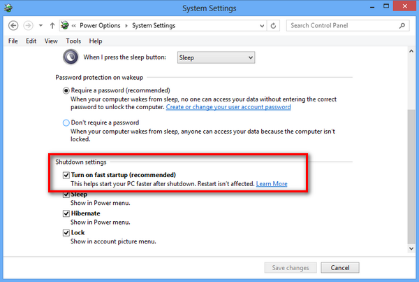 Fast startup windows 8