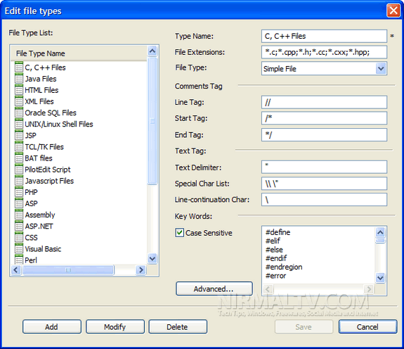 File Type list