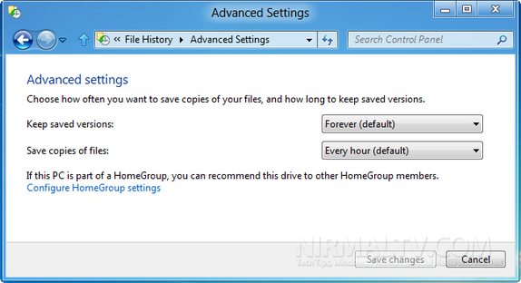 File history options