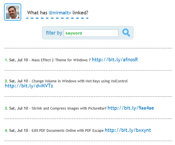 Filter by keyword