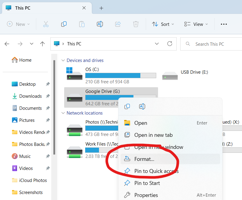 Erase and Format a Drive in Windows 11