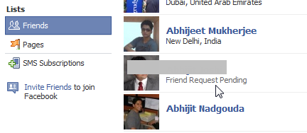 Friend Requests pending