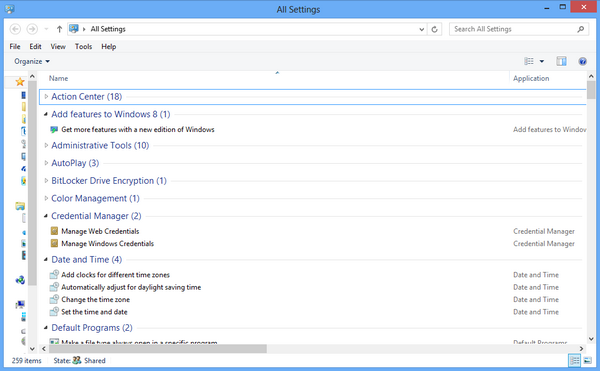 GodMode in Windows 8