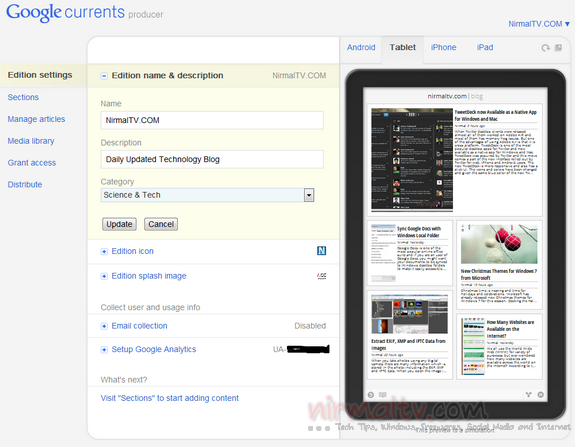 Google Currents producer