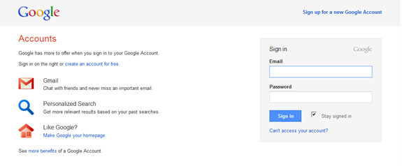 Google account login