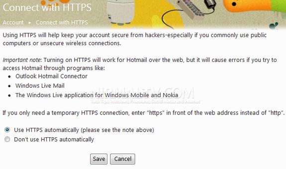Hotmail Options