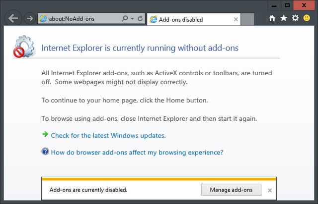 IE without add-ons