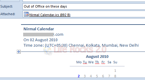 Inserted Calendar