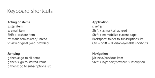 Keyboard shortcuts