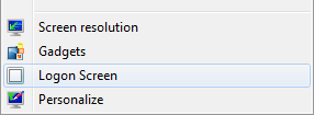 Logon Screen Context menu