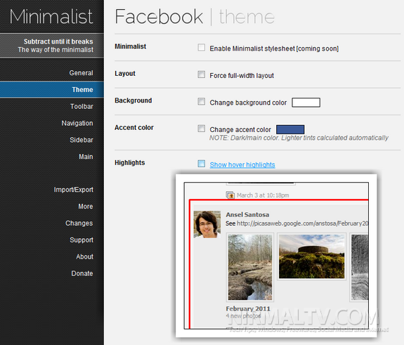 Minimalist Facebook theme
