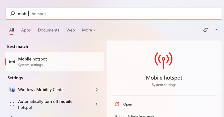Create Mobile Hotspot in Windows 11